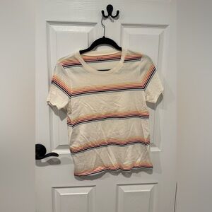 Madewell Cream Tee with Multicolor Stripes Womens